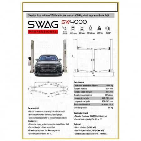 Elevator 2 coloane 4T brate fata 3 segmente/asimetrice, cod-SW4000AG