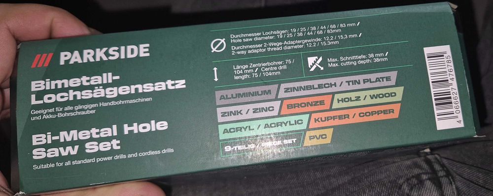 Parkside масивни би-метални боркорони за гипс-картон, дърво, метал