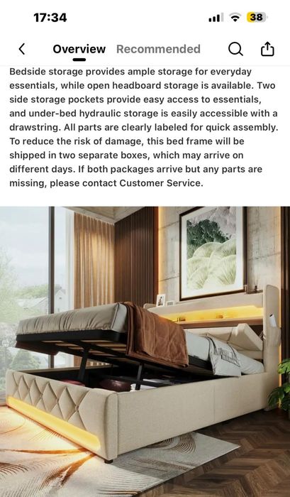 Vând pat nou cu luminite