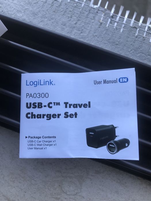 Fast Charger USB-C Комплект LogiLink за зареждане за кола и стена