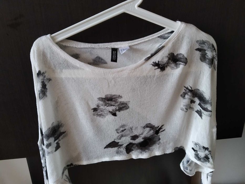 Къса блузка кроп топ с дълъг ръкав H&M