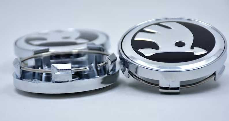 Set 4 Embleme Jante Aliaj 56MM / 60MM SKODA, Capace Roti Emblema Sigle
