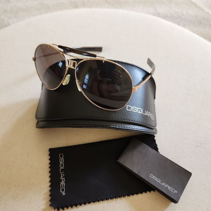 Dsquared2 слънчеви очила aviator метални унисекс големи зелени златист