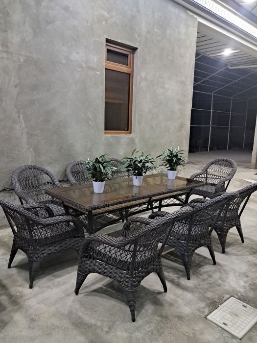 Ратан стол стул холати янги 8кишилик