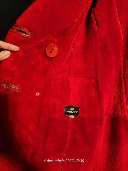 Haină de piele naturală, roșie