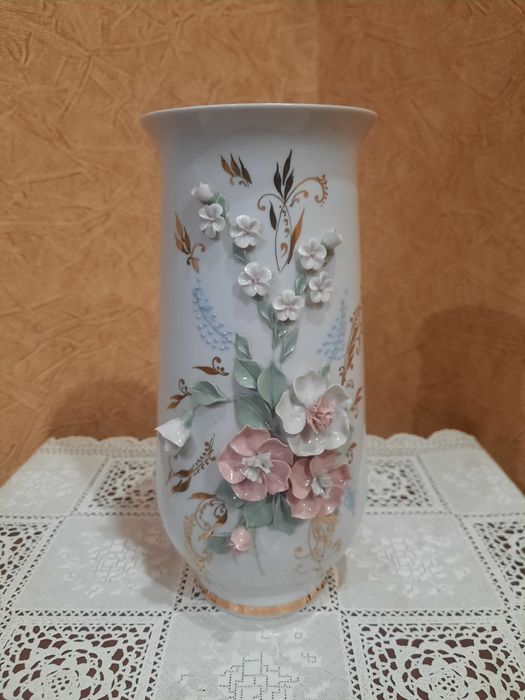 Красивая, винтажная, фарфоровая ваза Кисловодский ФЗ,  ручная работа,