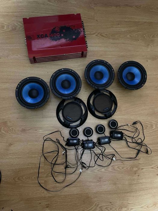 Усилвател Raweland XCA 400 + Система колони + пищялки Sinustec ST165