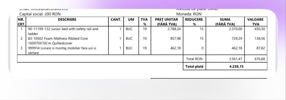 Pat copii flexa + saltea 165/70