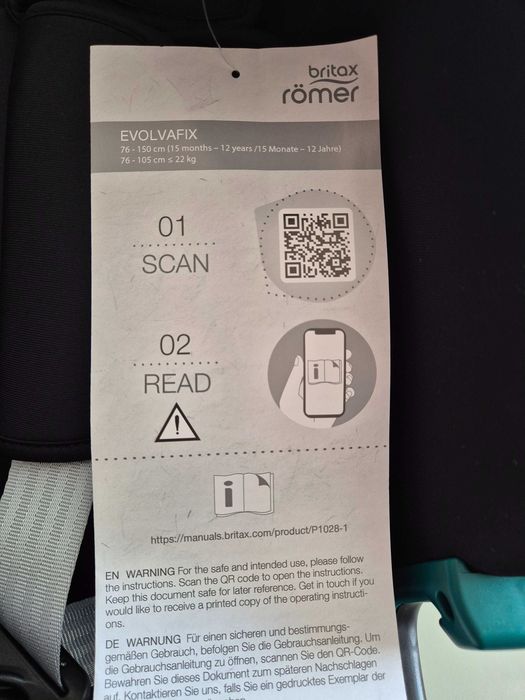 Ново детско столче за кола Britax Römer Evolvafix с ISOFIX, 76-150 см