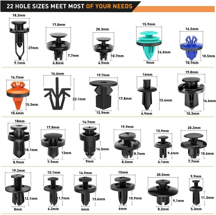 Комплект автомобилни щипки и клипсове 680броя