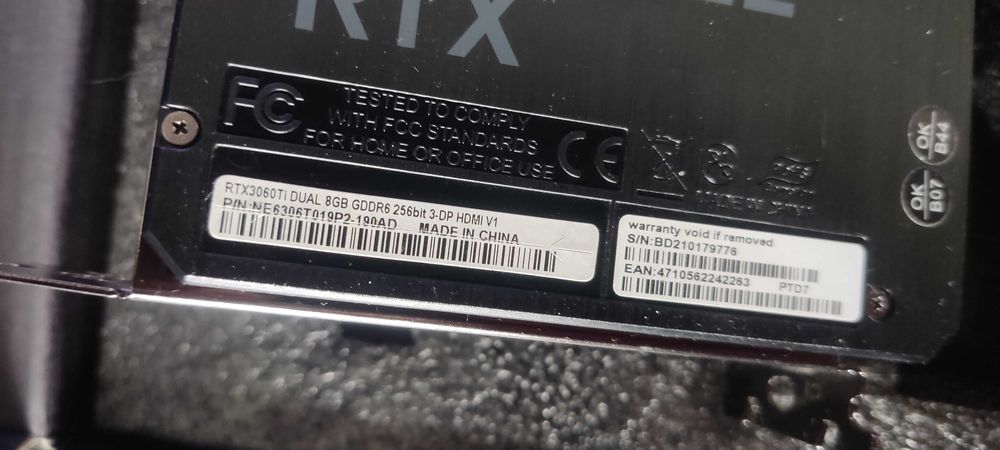 Продам palit dual rtx 3060ti 8gb