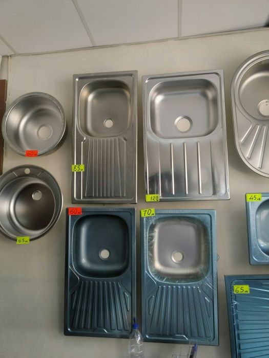 Нова Кухненска мивка бордова 18см дълбока за шкаф кухня 80/60 хром