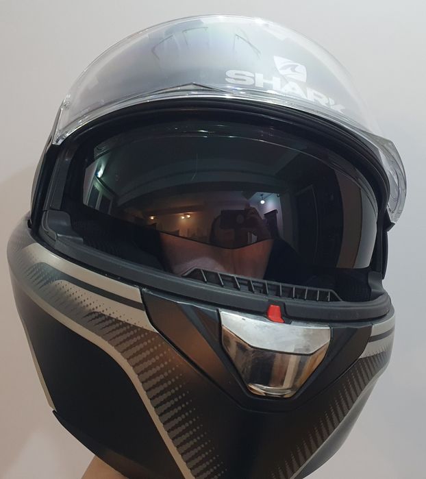 Casca Shark Evo-One 2 Mat Black / Silver / Red  cu tot cu intecom