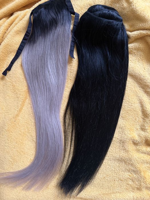 Vând extensii clip-on + coadă din păr natural LUXE