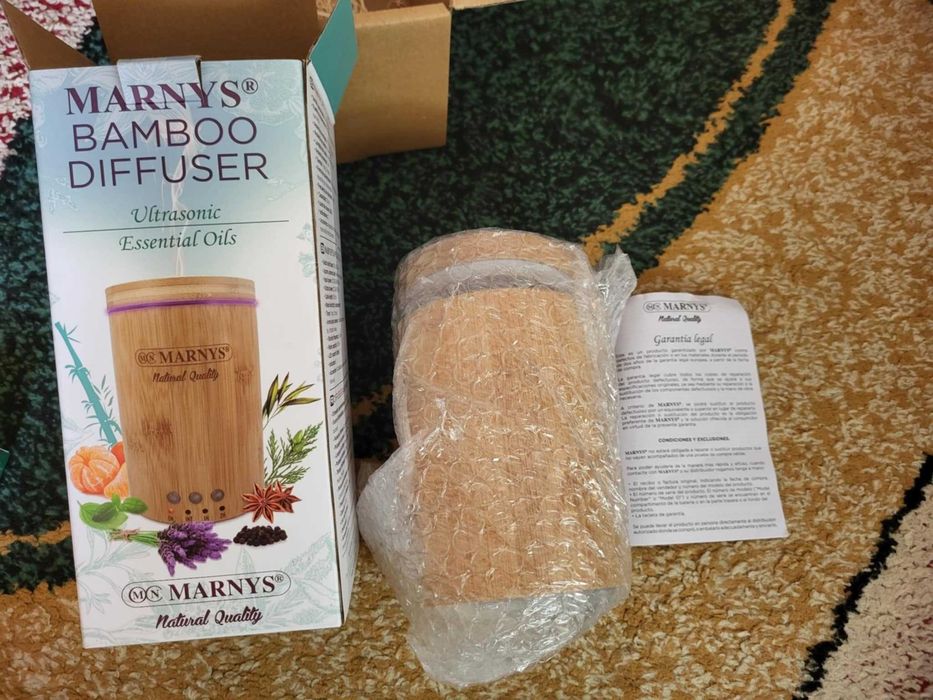 Marnys, difuzor Aromaterapie cu Ultrasunete din Bambus,  + uleiuri