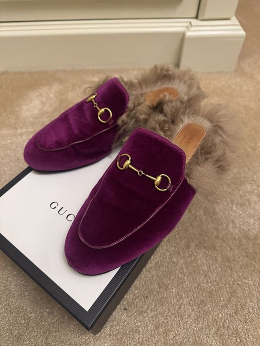 Papuci cu blana Gucci