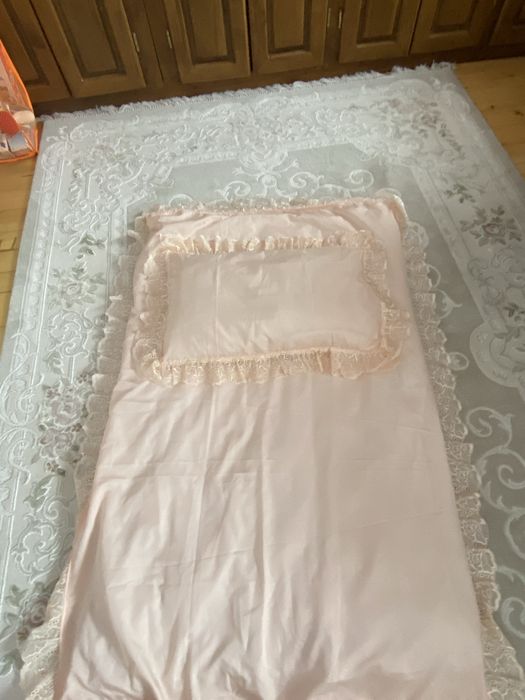 Set lenjerie pat fetițe culoare roz piersica