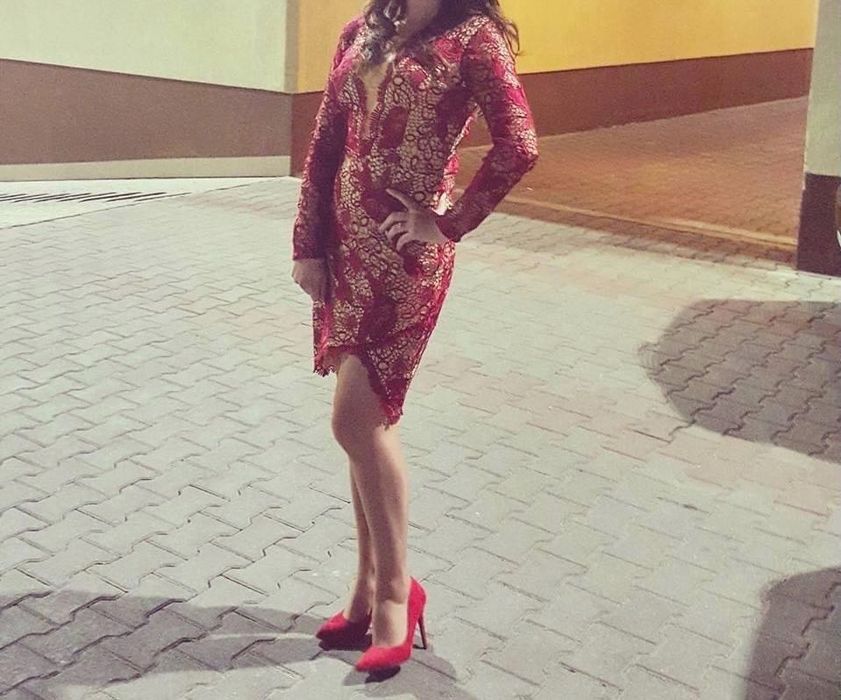 Rochie dantela- rosie