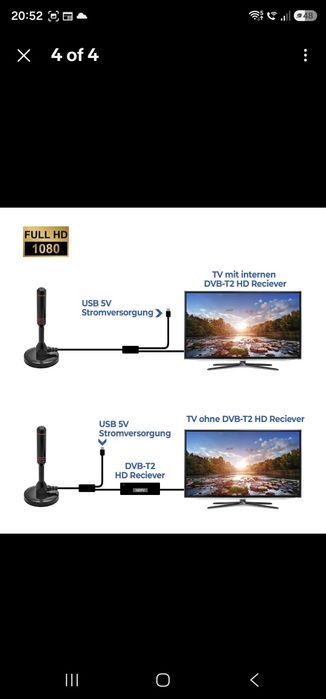 Antenă TV DVB-T2 Full HD Activă 30 dBi