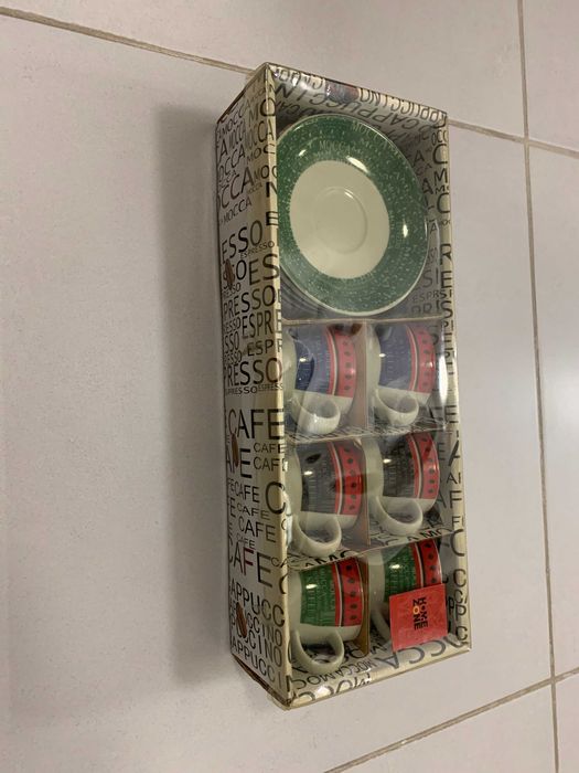 Set 6 cesti si  farfurioare ceramica pentru cafea, Home Zone, nou