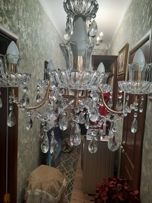 Люстра хрусталь 5 рожковая чехия в отдичном состояниии