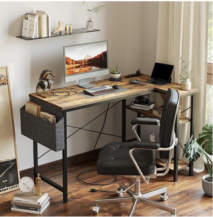 Vând birou in forma de L, maro