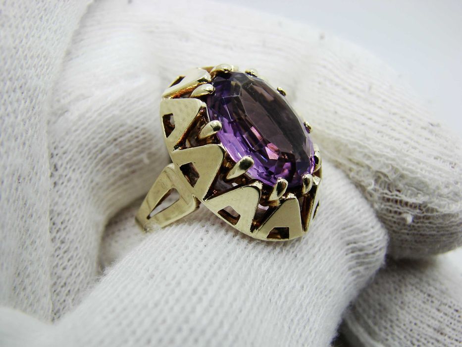 Inel Aur 14K Cu Ametist Step Cut Amethyst