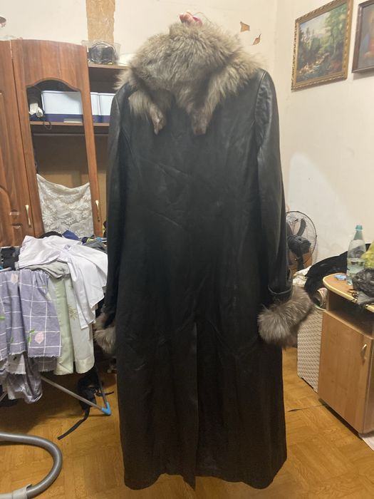 Кожаный плащ с подкладом