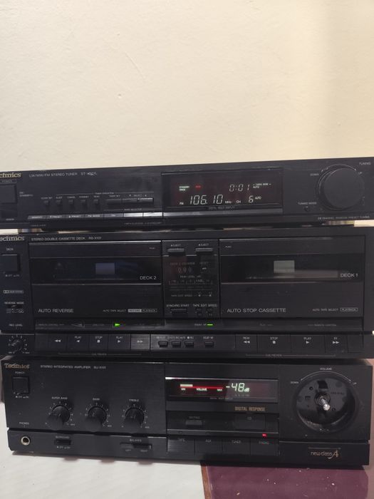Technics midi (stație, dublu deck,radio )