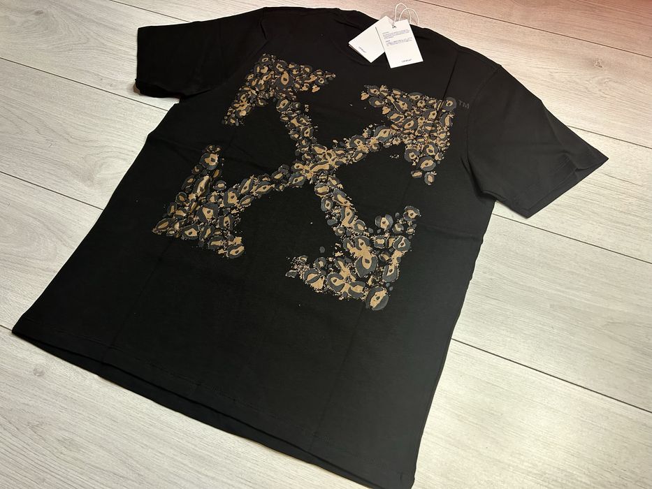 Tricou off white brown print