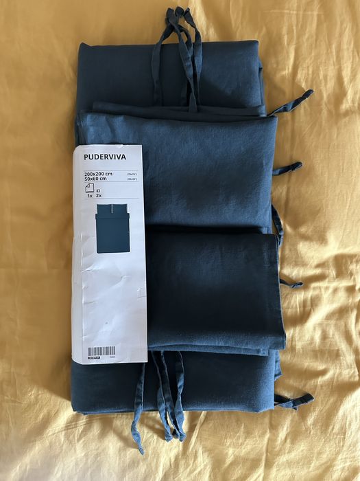 Set asternuturi / lenjerie de pat din 100% in, model Ikea Puderviva
