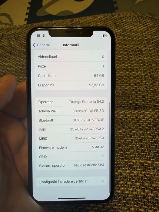 iPhone X 64GB Space Gray 97% baterie impecabil
