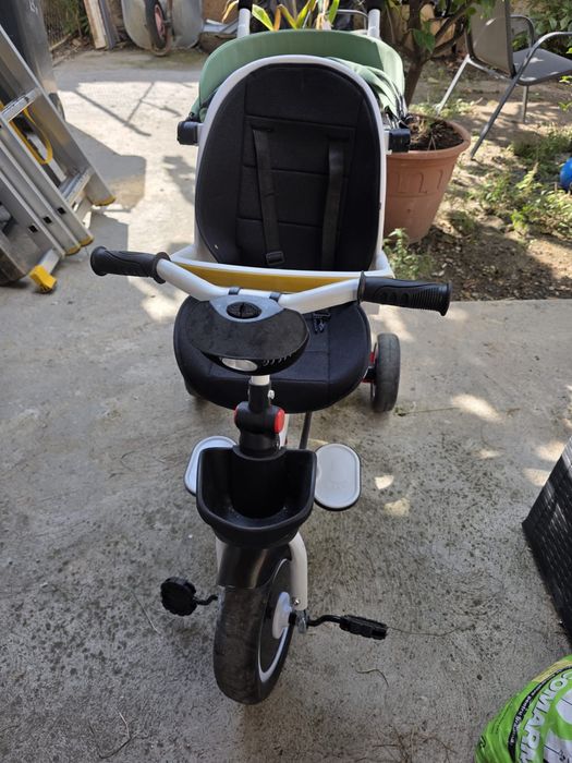 Tricicletă multifuncțională copii (cu mâner ghidaj și parasolar) – Verde Menta
