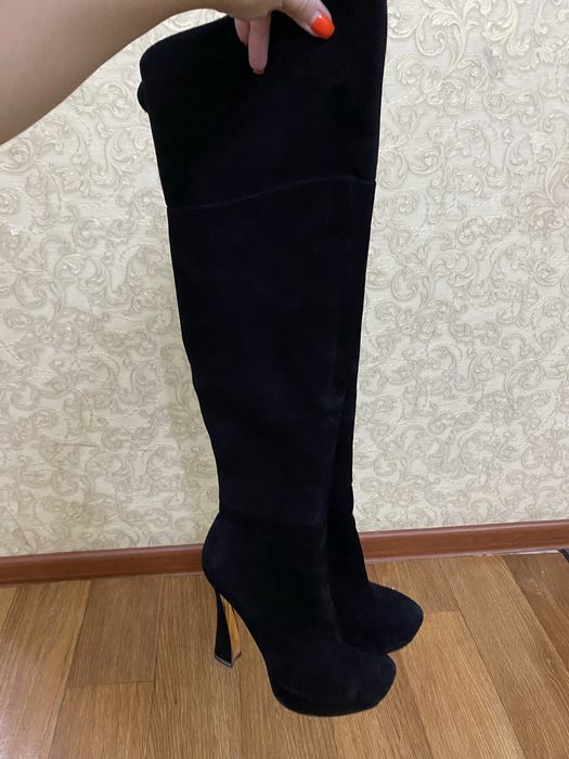 Сапоги замшевые, ботфорты