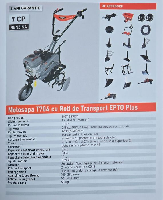 Motosapa cu roți T704