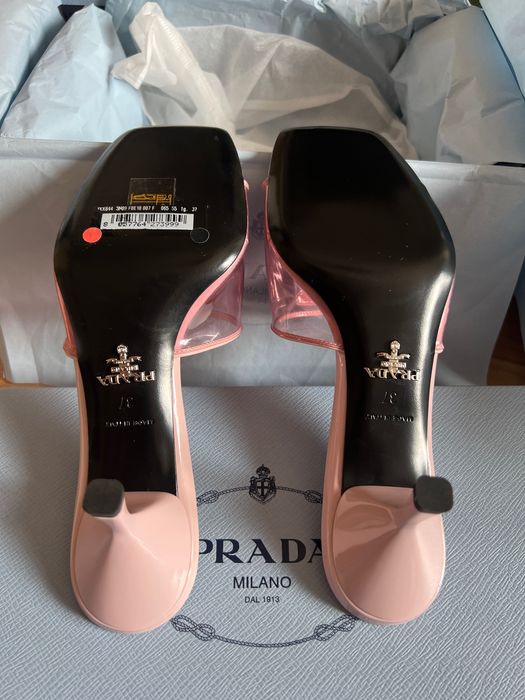 Sandale Prada mules leather plexiglass Alabastro