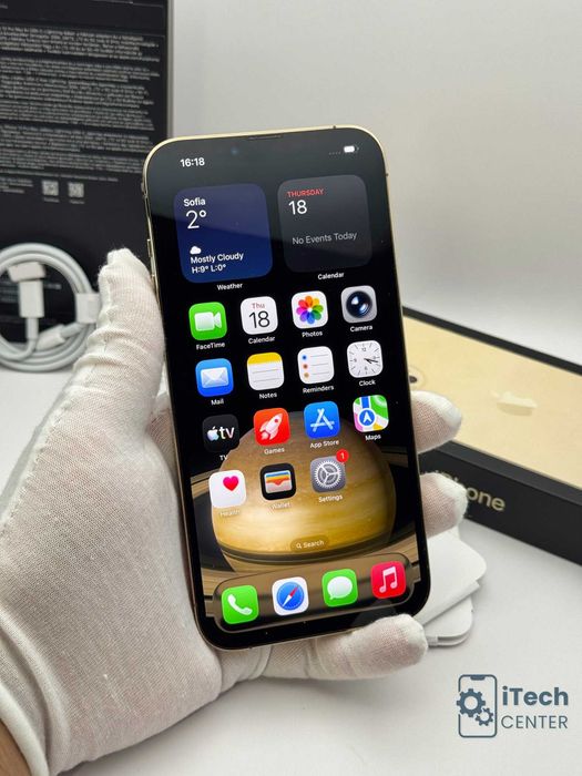 iPhone 13 Pro MAX, 128GB, Gold, 100% батерия, КАТО НОВ, 1г. ГАРАНЦИЯ!