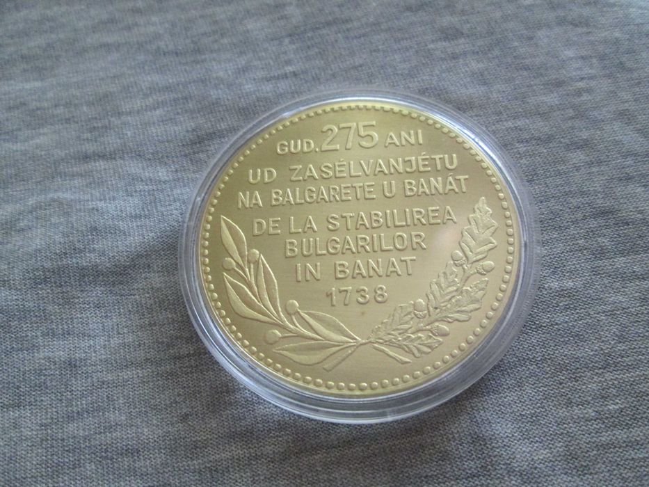 Medalie placata cu Aur, Star Bisnov 1213-2013 Banat. diametru 5 cm, proof