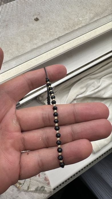 Set 2 bratari snur cu bilute Aur si pietre semipretioase Onix si Hematit