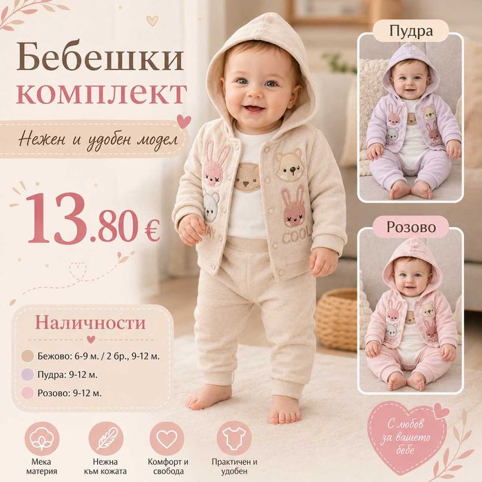 Разпродажба Последни летни комплекти за момичета 3-6,6-9м