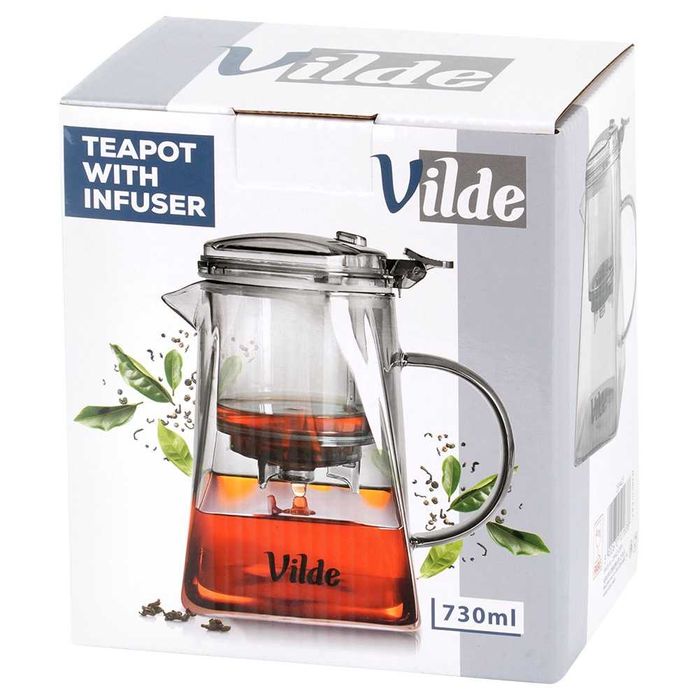 Чайник с инфузер, Ергономичен дизайн, Без капки,  730 ml