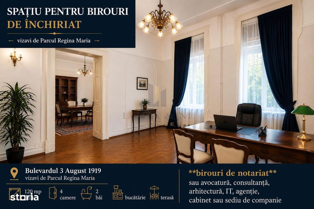 Spațiu pentru birouri de inchiriat – 120 mp + terasa | Parcul Reg