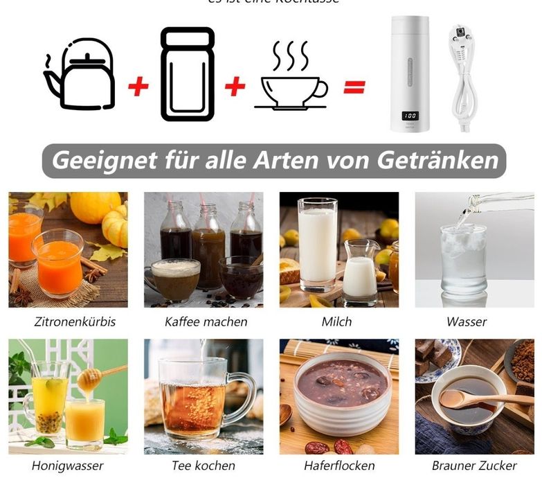 Fierbător de călătorie electric,  mini cană termică 3 în 1Fierbător de