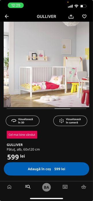 Vand patut bebe cumparat din ikea cu saltea noua de nou il dăm deoarece nu vrea copilul sa stea