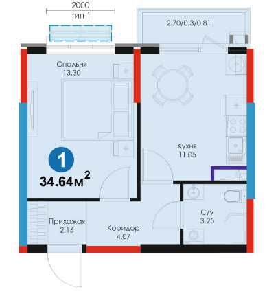 1 комнатная квартира, Новый Узбекистан! СКИДКА [GS]