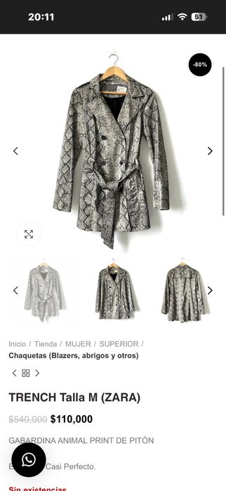 Trench piele piton Zara