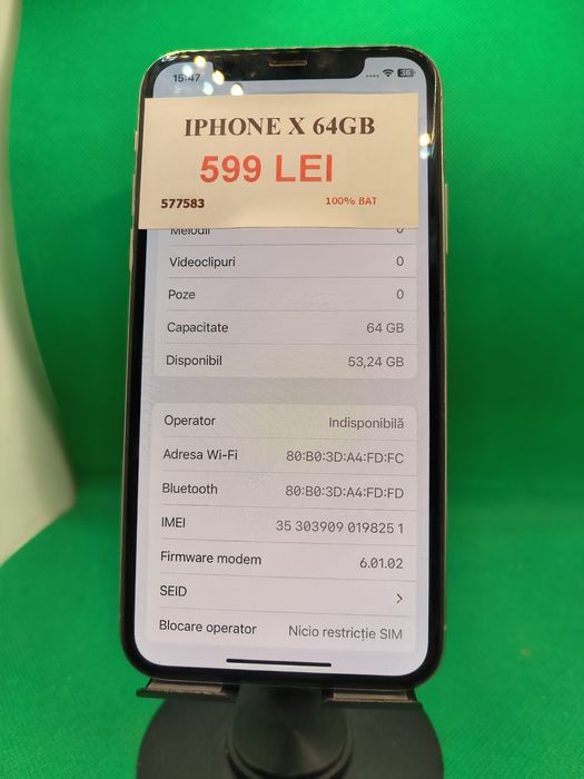 Iphone x 64GB 100% bat•Amanet Lazar Crangasi•57758