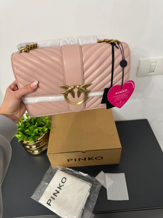 Geanta Pinko Love Classic Chevron - piele naturala