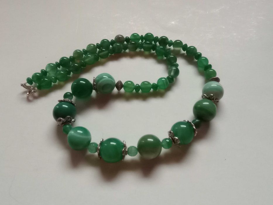 colier agate verzi striate,clasic,elegant