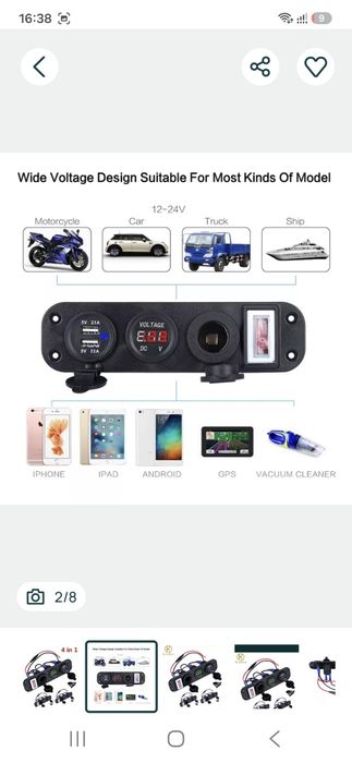 Panou 4in1 cu priză brichetă si voltmetru•ampermetru•usb
